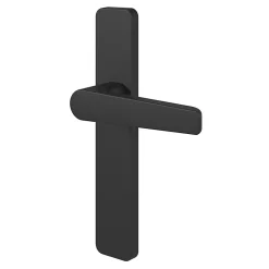 GoodHome Ensemble poignée sur plaque rectangulaire Kerver effet nickel mat noir L.128mm x l.42mm entraxe 165-195mm