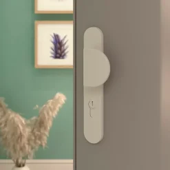 GoodHome Ensemble poignée sur plaque rond Govlin blanc l.x l.40mm entraxe 195mm