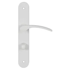 Ensemble poignée sur plaque rond à condamnation Beare mat blanc L.110.5mm x l.40mm entraxe 195mm-GoodHome Online