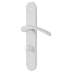 Ensemble poignée sur plaque rond à condamnation Beare mat blanc L.110.5mm x l.40mm entraxe 195mm-GoodHome Online