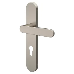 Ensemble poignée sur plaque rondcylindre Minzh effet nickel satin gris L.120mm x l.42mm entraxe 165-195mm-GoodHome Outlet