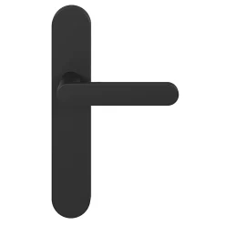 Ensemble poignée sur plaque rond Minzh effet nickel mat noir L.120mm x l.42mm entraxe 165-195mm-GoodHome Outlet