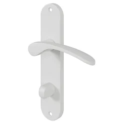 Ensemble poignée sur plaque rond à condamnation Beare mat blanc L.110.5mm x l.40mm entraxe 165mm-GoodHome Online