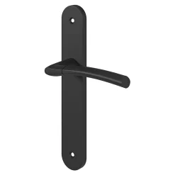 Ensemble poignée sur plaque rond Hirel effet nickel mat noir L.128mm x l.40mm entraxe 195mm-GoodHome Discount