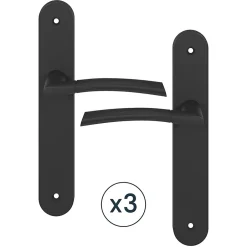 Ensemble poignée sur plaque rond Hirel effet nickel mat noir L.128mm x l.40mm entraxe 195mm-GoodHome Discount