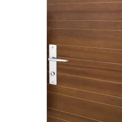 Ensemble poignée sur plaque rectangulaire à condamnation Colan effet chromé brillant gris L.106mm x l.39.8mm entraxe 165mm- New