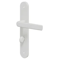 GoodHome Ensemble poignée sur plaque Incurvé à condamnation Primel mat blanc L.126mm x l.40mm entraxe 195mm