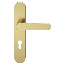 GoodHome Ensemble poignée sur plaque rondcylindre Minzh effet laiton satin doré L.120mm x l.42mm entraxe 165-195mm