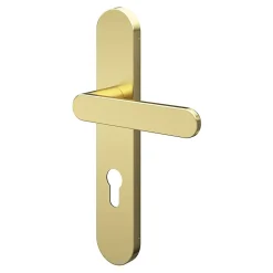 GoodHome Ensemble poignée sur plaque rondcylindre Minzh effet laiton satin doré L.120mm x l.42mm entraxe 165-195mm