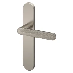 Ensemble poignée sur plaque rond Garlan effet nickel satin gris L.125mm x l.42mm entraxe 165-195mm-GoodHome Discount