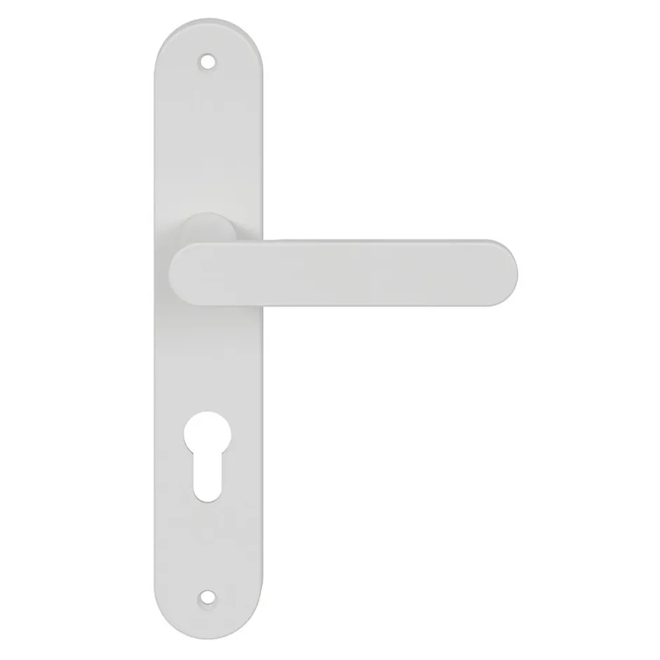 GoodHome Ensemble poignée sur plaque rond Minzh blanc L.120mm x l.40mm entraxe 195mm