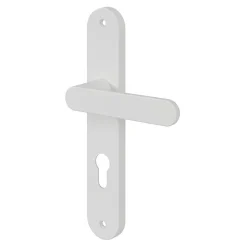 GoodHome Ensemble poignée sur plaque rond Minzh blanc L.120mm x l.40mm entraxe 195mm