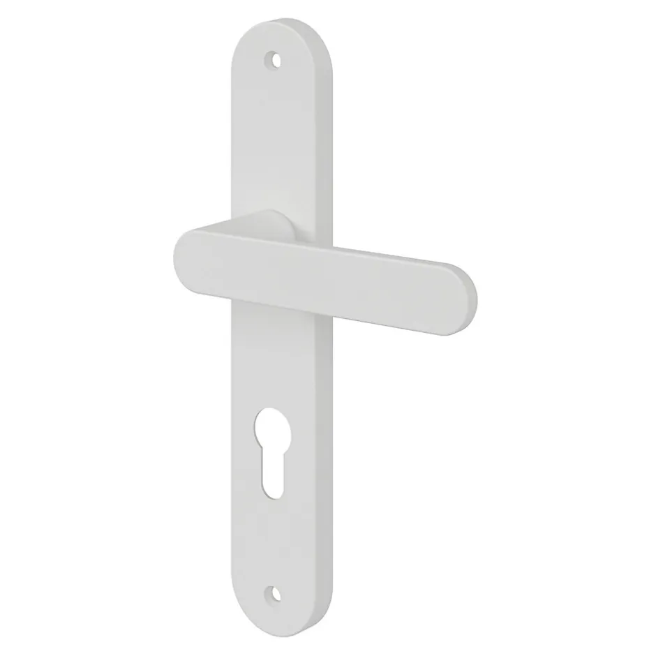 GoodHome Ensemble poignée sur plaque rond Minzh blanc L.120mm x l.40mm entraxe 195mm