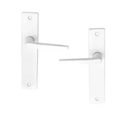 Ensemble poignée sur plaque rectangulaire Colan satin blanc L.106mm x l.39.8mm entraxe 165mm- Online