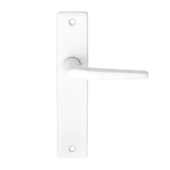 Ensemble poignée sur plaque rectangulaire Colan satin blanc L.106mm x l.39.8mm entraxe 165mm- Online