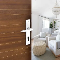 Ensemble poignée sur plaque cylindre rectangulaire Colan satin blanc L.106mm x l.39.8mm entraxe 165mm