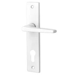 Ensemble poignée sur plaque cylindre rectangulaire Colan satin blanc L.106mm x l.39.8mm entraxe 165mm