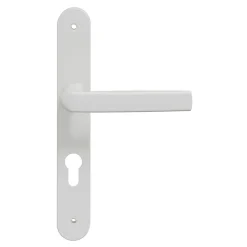 GoodHome Ensemble poignée sur plaque Incurvé Primel mat blanc L.126mm x l.33mm entraxe 195mm