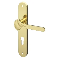 Ensemble poignée sur plaque rond Rubian effet laiton doré L.130mm x l.40mm entraxe 195mm-GoodHome Discount