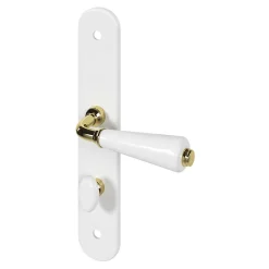 Ensemble poignée sur plaque Droit à condamnation Porcelaine Vras blanc L.115mm x l.45mm entraxe 195mm-GoodHome Clearance