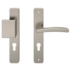 Ensemble poignée sur plaque rectangulaire Irvil effet nickel satin gris l.x l.40mm entraxe 195mm-GoodHome Sale