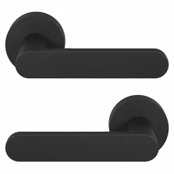 GoodHome Ensemble poignée sur rosace rond à visser Minzh mat noir Ø50mm