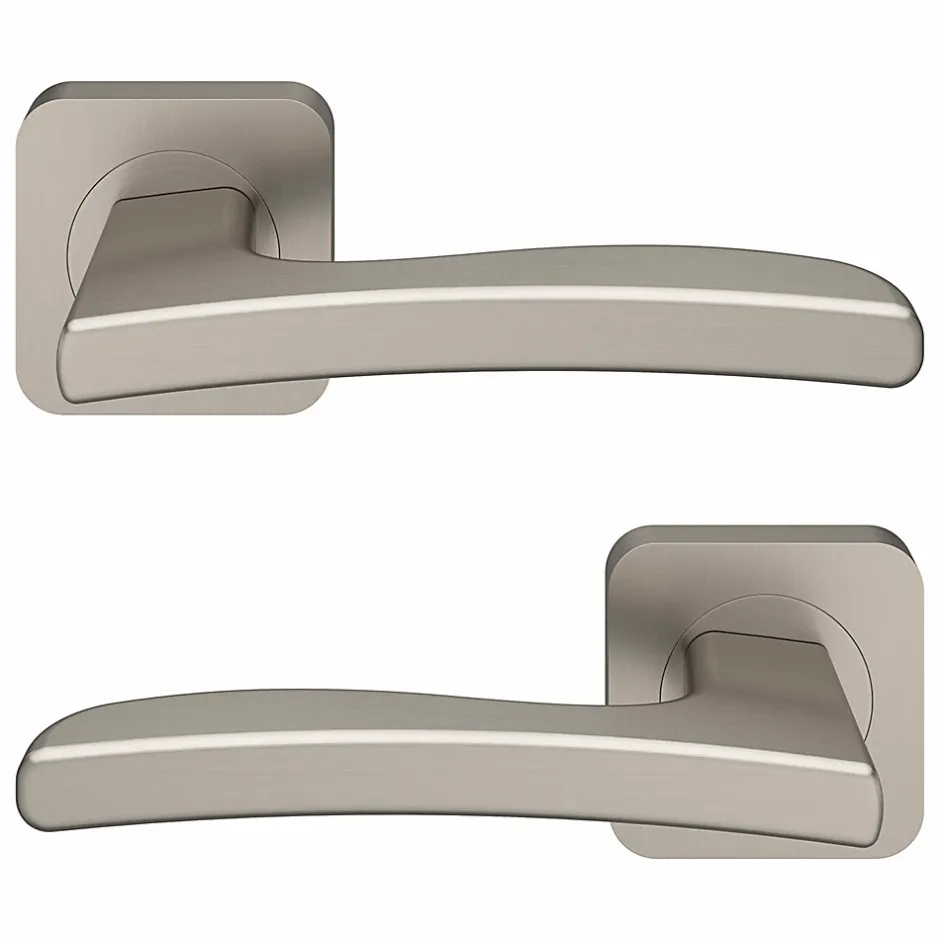 Ensemble poignée sur rosace Carré à visser Irvil effet nickel satin gris Ø52.5mm-GoodHome Outlet