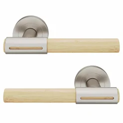 Ensemble poignée sur rosace rond à visser Hezo effet nickel satin chromé Ø50mm-GoodHome Hot