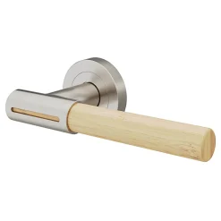 Ensemble poignée sur rosace rond à visser Hezo effet nickel satin chromé Ø50mm-GoodHome Hot