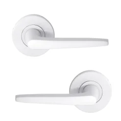 Ensemble poignée sur rosace rond à pousser Colan aluminium blanc Ø52mm-