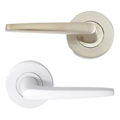 Ensemble poignée sur rosace rond à pousser Colan aluminium blanc Ø52mm-