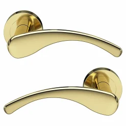 Ensemble poignée sur rosace rond à visser Ruis effet laiton or Ø50mm-GoodHome Discount