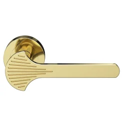 Ensemble poignée sur rosace rond à visser Rubian effet laiton or Ø50mm-GoodHome Best