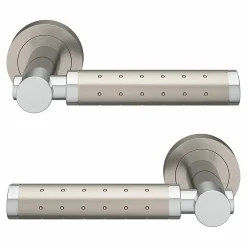 Ensemble poignée sur rosace rond à visser Brigg effet chrome et nickel gris Ø50mm-GoodHome Clearance