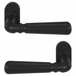 GoodHome Ensemble poignée sur rosace à visser Kilhog noir Ø63mm