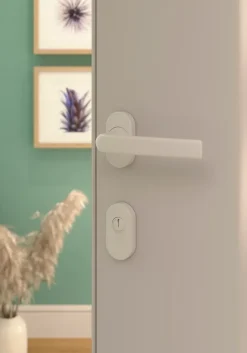 Ensemble poignée sur rosace Incurvé à visser Primel mat blanc-GoodHome New