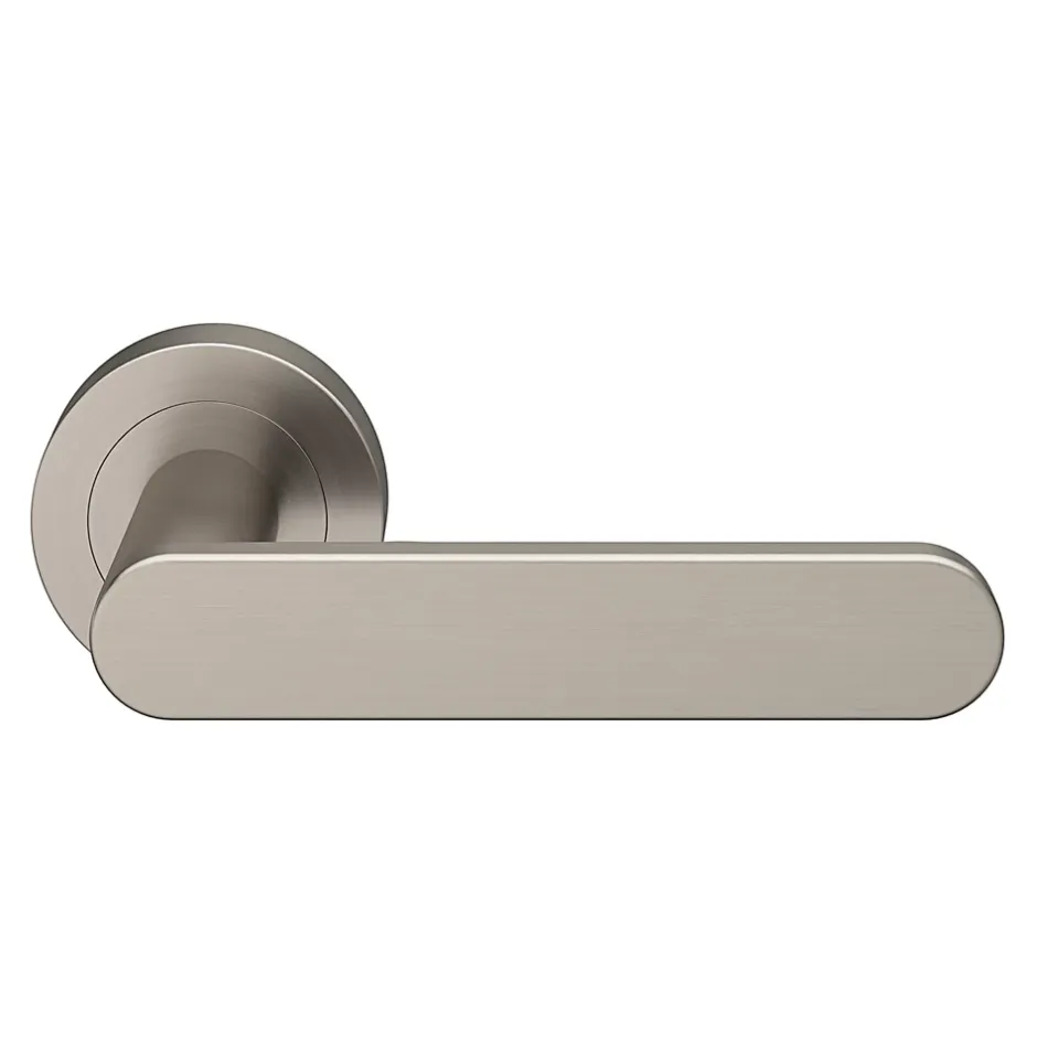 Ensemble poignée sur rosace rond à visser Minzh effet nickel satin gris Ø50mm-GoodHome Clearance