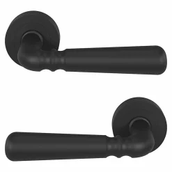 GoodHome Ensemble poignée sur rosace rond à visser Kilhog mat noir Ø50mm