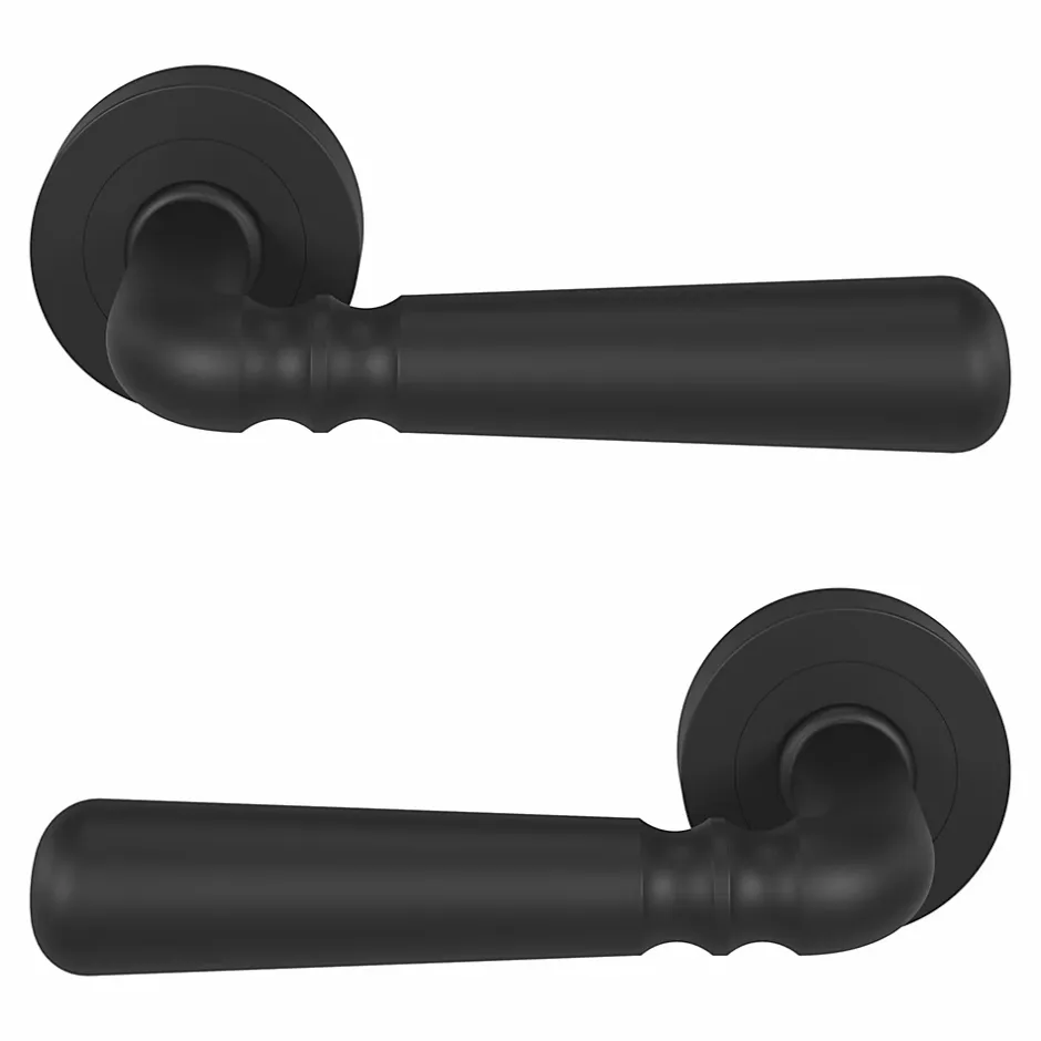 GoodHome Ensemble poignée sur rosace rond à visser Kilhog mat noir Ø50mm