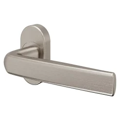 Ensemble poignée sur rosace Incurvé à visser Primel effet nickel satin gris chromé-GoodHome Discount