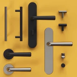 GoodHome Ensemble poignée sur rosace rond à visser Dizel effet nickel satin gris Ø50mm