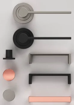 GoodHome Ensemble poignée sur rosace Droit à visser Dotz mat noir Ø52mm