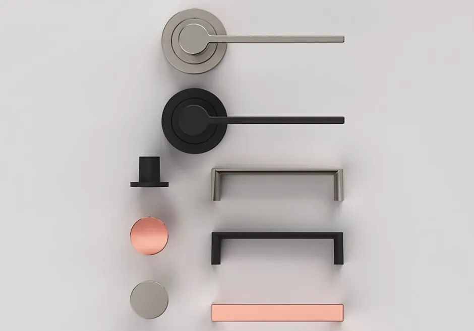 GoodHome Ensemble poignée sur rosace Droit à visser Dotz mat noir Ø52mm