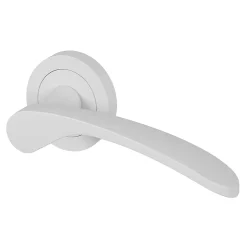 Ensemble poignée sur rosace rond à visser Beare mat blanc Ø50mm-GoodHome Outlet