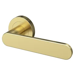 Ensemble poignée sur rosace rond à visser Minzh effet laiton satin or Ø50mm-GoodHome Sale