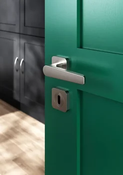 GoodHome Ensemble poignée sur rosace rond à visser Kerver effet nickel satin gris Ø52.5mm