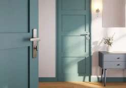 GoodHome Ensemble poignée sur rosace rond à visser Kerver effet nickel satin gris Ø52.5mm