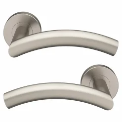 Ensemble poignée sur rosace rond à visser Lagow acier inoxydable effet ino x satin gris Ø53mm-GoodHome New