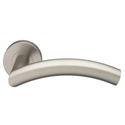 Ensemble poignée sur rosace rond à visser Lagow acier inoxydable effet ino x satin gris Ø53mm-GoodHome New