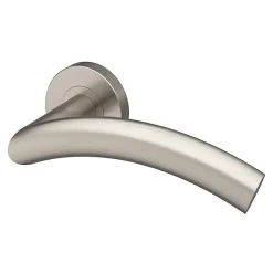 Ensemble poignée sur rosace rond à visser Lagow acier inoxydable effet ino x satin gris Ø53mm-GoodHome New